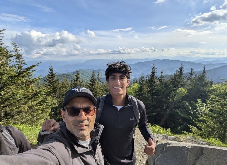 Summit selfie with nephew, Smoky Mountains