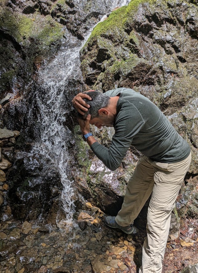 Cooling off under a waterfall