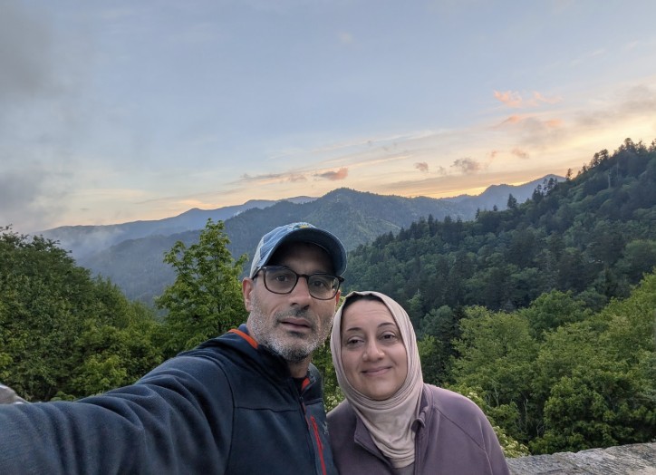 Sunset selfie with his wife