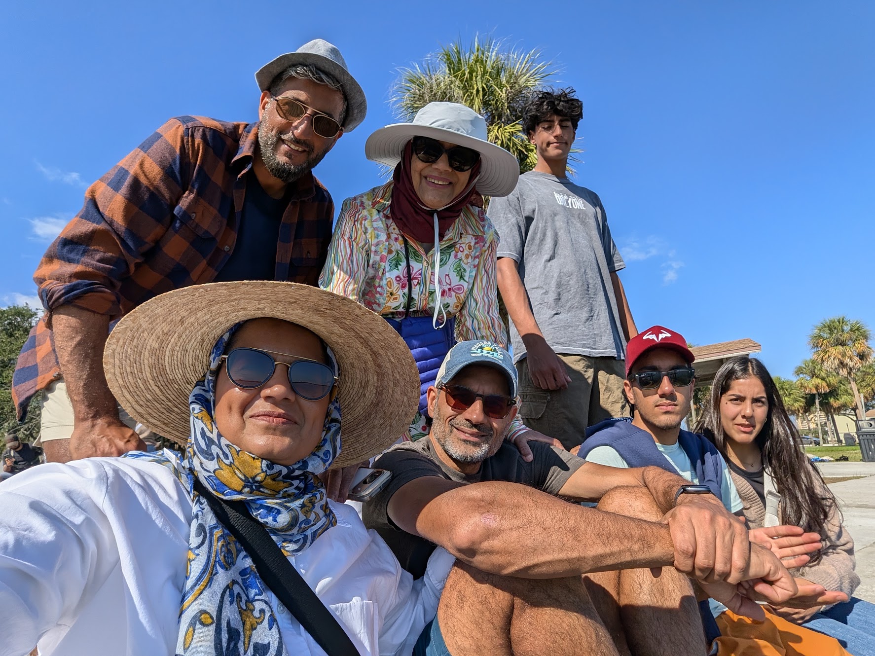 Sunset beach photo with family